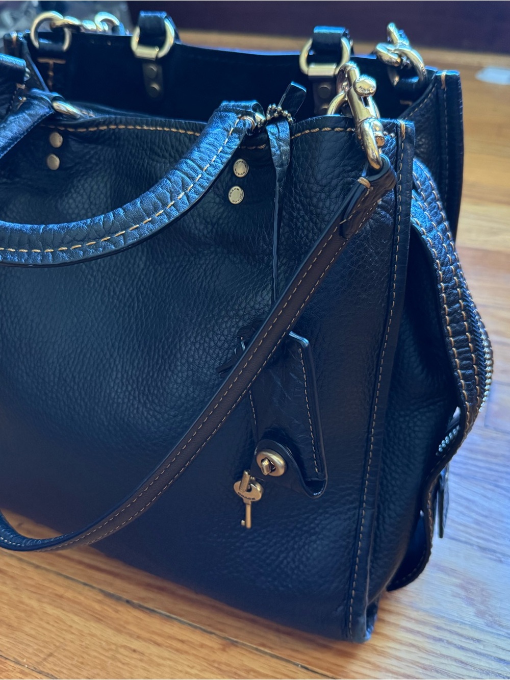 Coach Black Pebbled Leather Satchel with Gold Hardware (1st gen)
